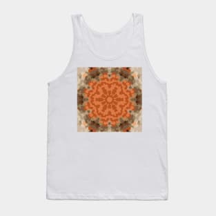 Retro Mandala Flower Orange and Tan Tank Top